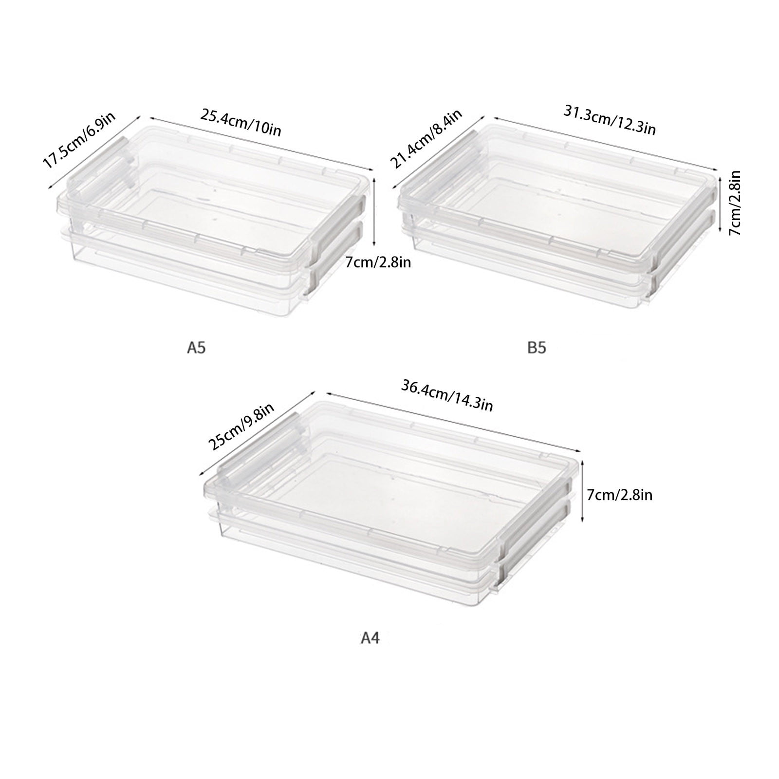 Craft Stationery Storage Solutions Pack File Boxes with Clear Latching Lids for A4 Documents and Scrapbooks