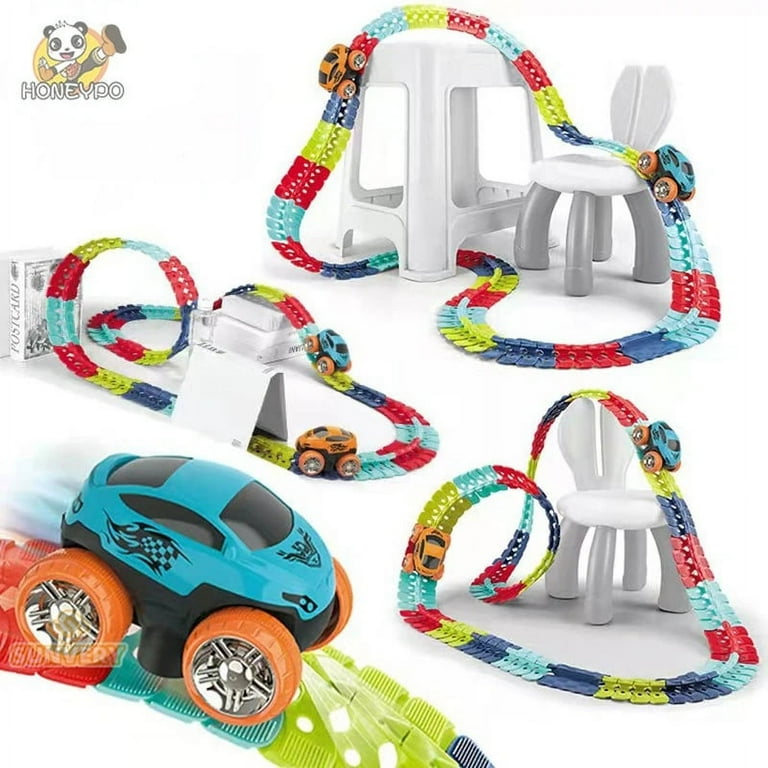 DIY Autorama Track Racing Car Toys Hot Wheels Tracks Drift Rail Car Magical  Glowing Flexible Tomica Toys For Children Boys Gifts