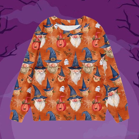 WFJCJPAF Halloween Kids Halloween Shirt Size 8,Children's Shirt Long Sleeved Halloween Printed T-shirt Printed Round Neck Short Top Suitable for Boys and Girls Aged 1-12 T-shirts