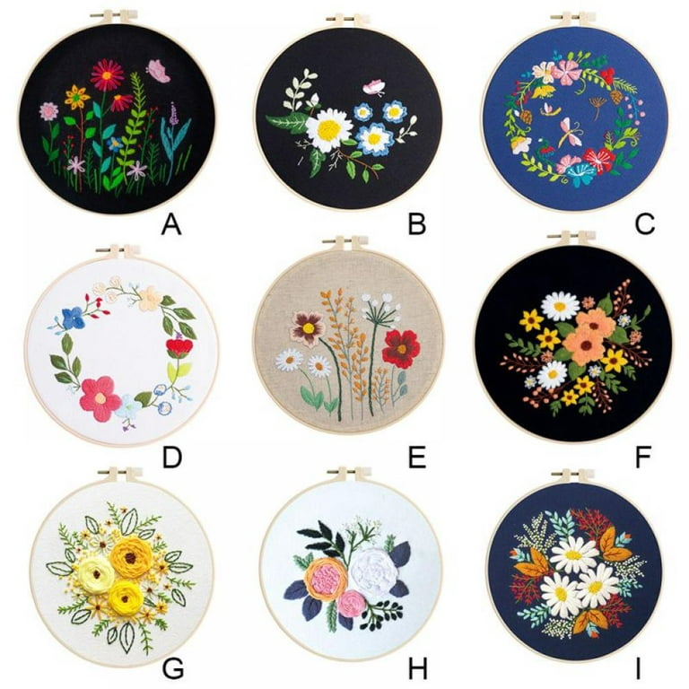 Europe DIY Ribbon Flowers Embroidery Set with Frame for Beginner