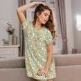 thumbnail image 3 of Yiaed Dog And Flower Print Women's Loose-Fit Short Sleeve Nightgown, Soft and Comfortable Sleep Dress for Relaxation and Sleepwear, 3 of 6