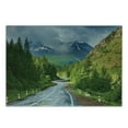 thumbnail image 3 of Woodland Cutting Board, Mountain Landscape Road Cloudy Sky Pine Trees Forest Summer Rainy Day Scene, Decorative Tempered Glass Cutting and Serving Board, Small Size, Green Grey Brown, by Ambesonne, 3 of 5