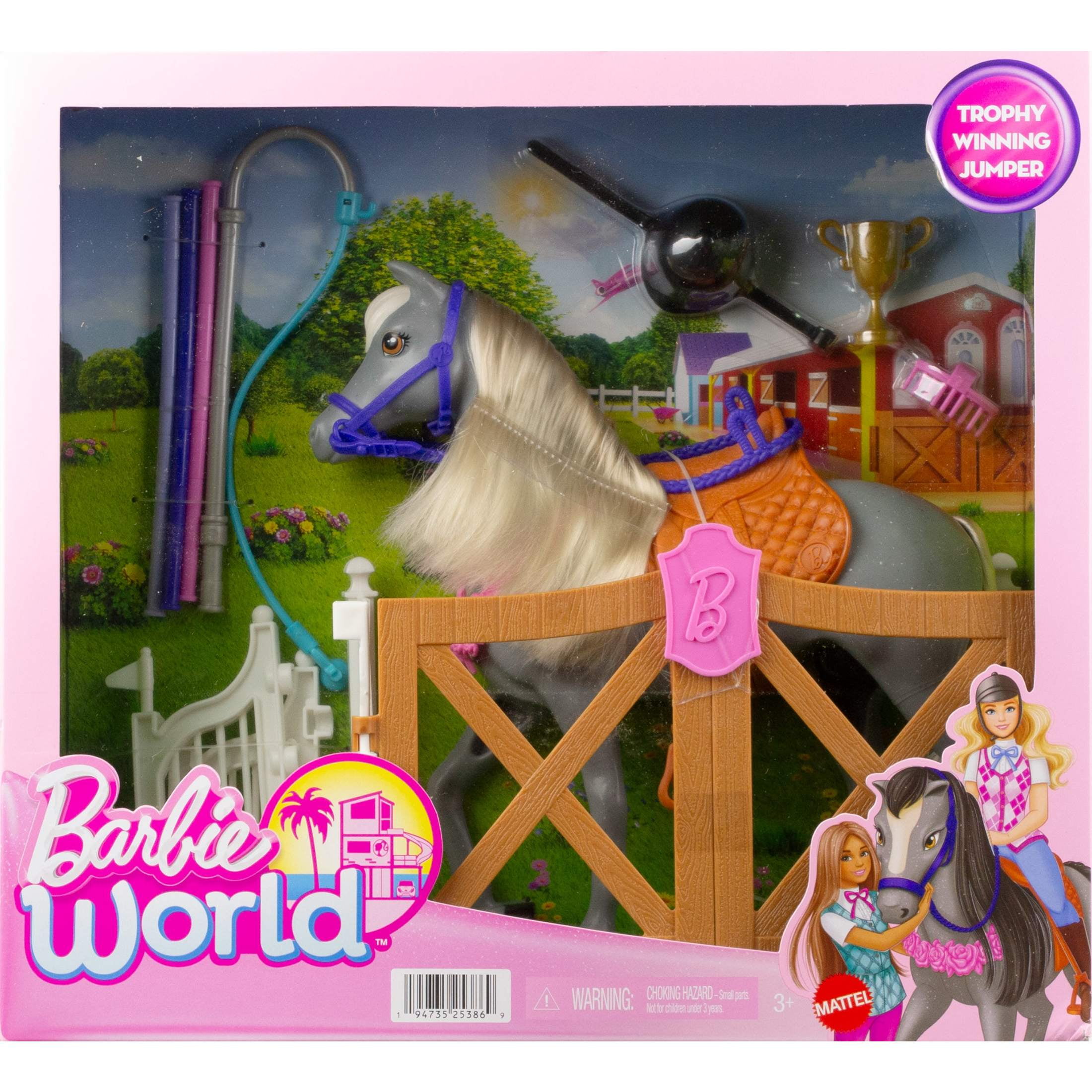 Barbie World Horse Stable Playset with Toy Horse, Jump, & Accessories, 7-Piece Set [Walmart Exclusive]