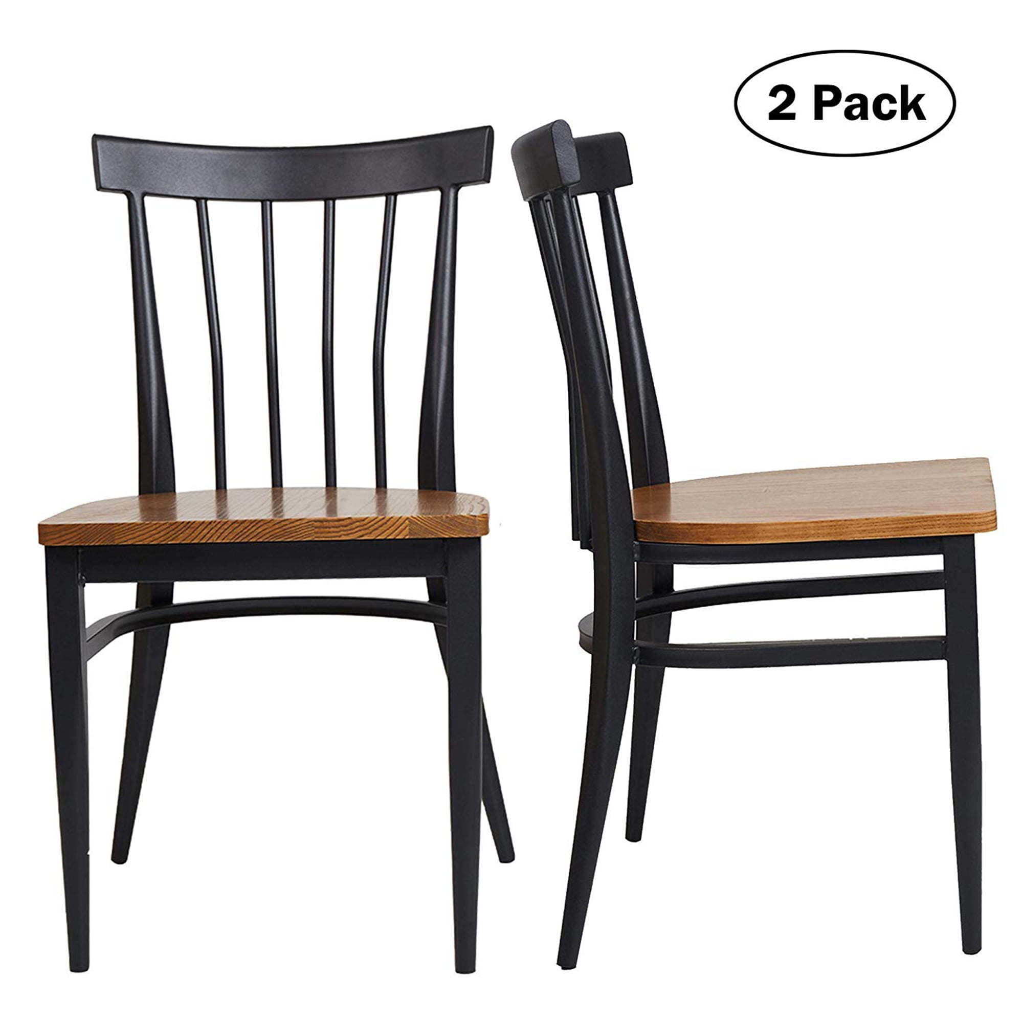 KARMAS PRODUCT Set of 2 Dining Side Chairs - Natural Wood Seat and ...