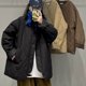 thumbnail image 5 of Chaquetas para mujer Otoño Diseño de rana rómbica sólida Prendas de abrigo Cárdigans de manga larga de gran tamaño Abrigos vintage casuales Tops de mujer, 5 of 5