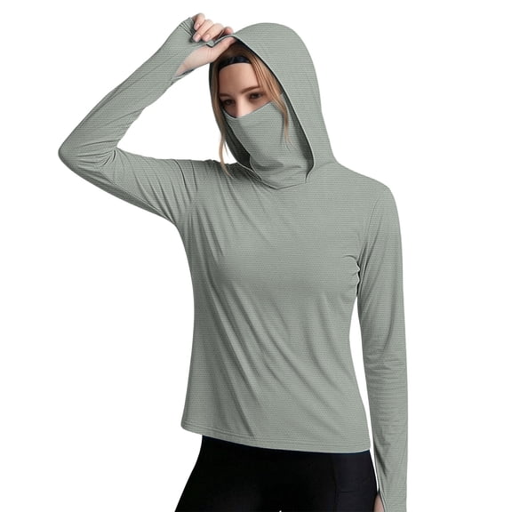 PBFRDSJ Long Sleeve Sun Shirt for Women UPF 50 UV Sun Protection Hoodie with Thumb Holes for Hiking Fishing Outdoor