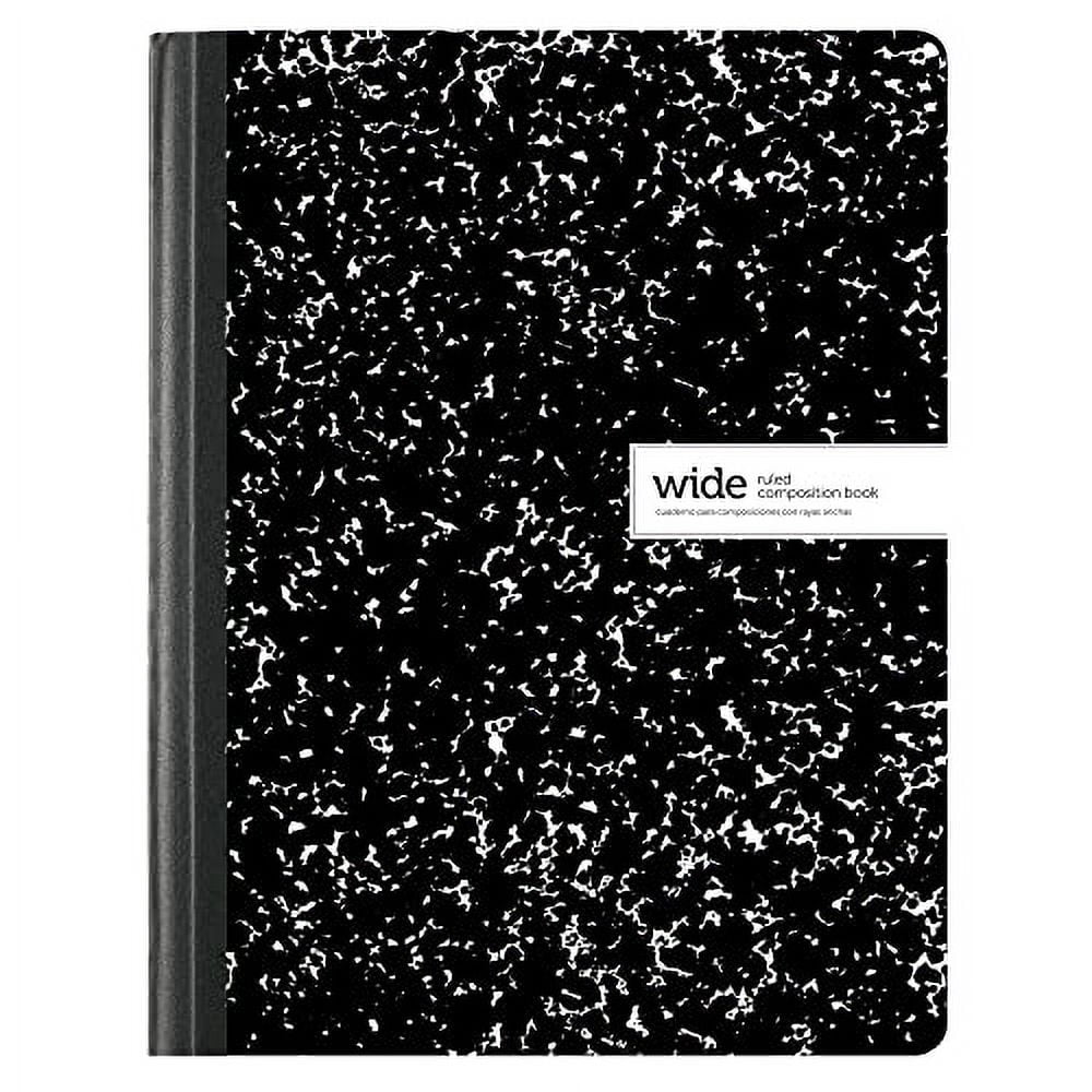 Office Depot® Brand Composition Books, 7-1/2" x 9-3/4", Wide Ruled, 100 Sheets, Black/White, Case Of 24 Notebooks