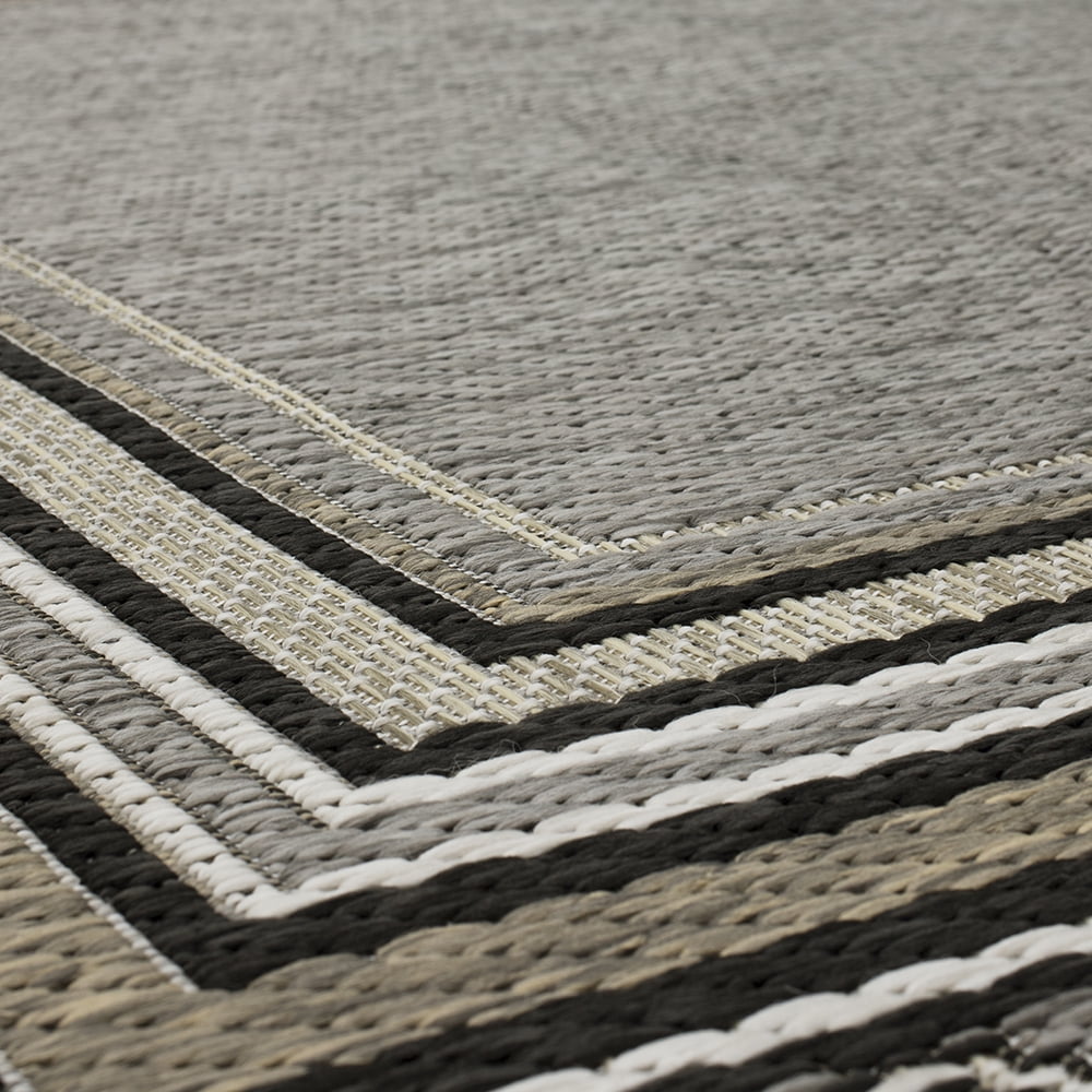 Mohawk Home Islamorada Stripe Outdoor Area Rug, Dark Grey, 10' x 13'