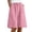 Pink, variant on Linen Shorts for Women Loose Fit Knee Length Wide Leg Baggy Shorts Elastic Waist Beach Vacation Bermuda Shorts with Pockets