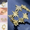 thumbnail image 2 of Geometric Shape Ring Adjustable Five-Pointed Star Five-Pointed Star Ring Micro-Inlaid Novelty Ring Open Rings for Women, 2 of 9
