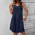 thumbnail image 1 of Ovzne Robes pour Femmes 2025 Robe Mode Féminine Été Couleur Unie Sans Manches Col Rond Robe Décontractée en Coton et Lin Robe de Vacances Liquidation, 1 of 6