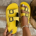 thumbnail image 4 of Dakaela Women's Platform Sandals Arch Support Foam Slip on Slides Two Buckle EVA Flat Sandal Yellow 6, 4 of 7