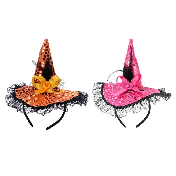 2pcs Decoración de Halloween Diaderos de sombrero de bruja Halloween Bandas de cabello Decoración de Halloween