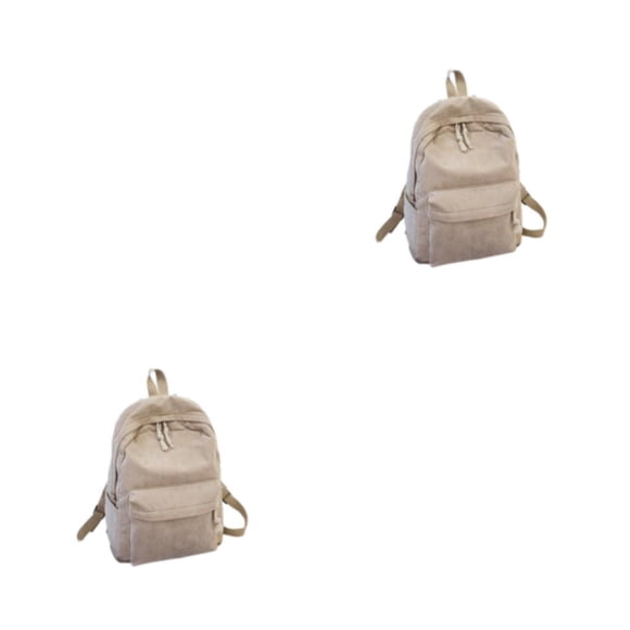 Minnieouse de terciopelo Color sólido Elegante Fácil de combinar Gran capacidad Estudiante Niñas Adolescente Escuela secundaria Caqui 2piezas