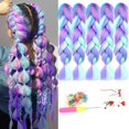 thumbnail image 4 of AIYEE-extensiones de cabello trenzado para mujeres negras, extensiones de cabello sintético con trenzas Jumbo, mezcla de 4 colores, rosa, morado, azul, degradado, 4 of 4
