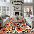 thumbnail image 3 of 5'x8' Area Rugs, Orange Spring Floral Indoor Outdoor Area Rug for Living Room Bedroom, Black Botanical Leaf Summer Washable Bathroom Rugs Kitchen Floor Carpet Mats Home Decor Aesthetic, 3 of 8