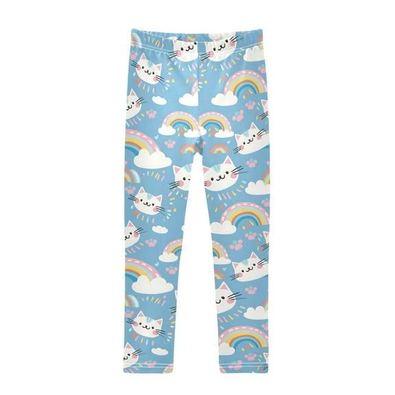 joogoo Girls' Leggings Rainbow and Cat Paw Print Yoga Pants 6T