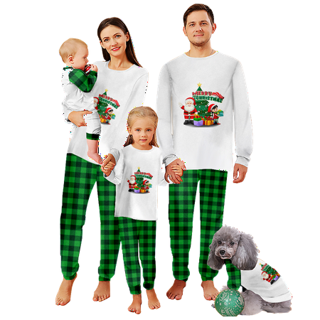 

Holiday Family Matching Christmas Pajamas Sets Christmas Buffalo Plaid Stripe Print Sizes for Adult-Kids-Baby-Pet 2 Pieces Top and Pants Bodysuits Clothes Pajamas Set
