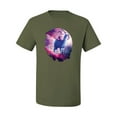 thumbnail image 2 of Wild Bobby, Galactic Space Cat Riding a Llama, Animal Lover, Men Graphic Tees, Military Green, Small, 2 of 3