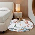 thumbnail image 3 of Marine Life Round Living Room Rugs 3.3 ft, Seahorse Coral Jellyfish Fish Summer Cartoon Oceans Washable Area Rug with Non-Slip Sturdy Edge Binding Round Front Door Mat Floor Carpet for Entryway, 3 of 9