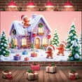 thumbnail image 3 of Gingerbread Man Christmas Banner Christmas Tree Holiday Display Gift Boxes Christmas Stockings Xmas Backdrop for Christmas Party Holiday Decoration Indoor Celebration, 3 of 9