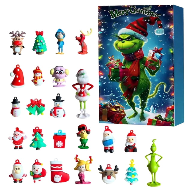 Gr1nch Christmas Decorations Christmas Advent Calendar 2024, Christmas Countdown Calendar For Kids Adult, 24 Days Of Christmas Advent Calendar, 24PC Xmas Vacat Figure Doll