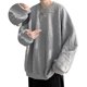thumbnail image 4 of Camisa de manga larga para hombre, cuello redondo, Hip Hop, estilo extragrande, agradable a la piel, camisa sencilla de gran tamaño para hombre, para fiesta, Shcool Bar, 4 of 8