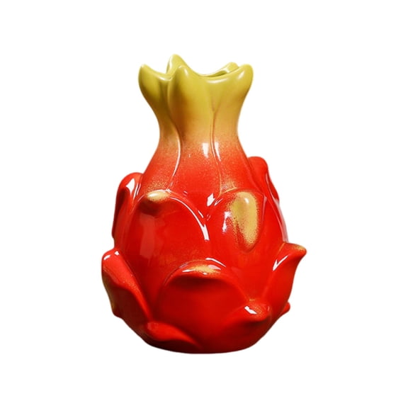 Pitaya Vase for Flowers, Decorative Ceramic Fruit Vase, Fruit Flower Pot, Fruit Shaped Planter Pot for Table Centerpiece, Home, Coffee Table, Office, Garden, Balcony, Kitchen, Spring Decor,