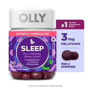 OLLY Sleep Gummy Supplement, 3mg Melatonin, L-Theanine, Chamomile, Blackberry Zen Flavor, 50 Count