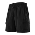 thumbnail image 3 of Cargo Short Pants For Men with Pockets Big and Tall Elastic Waist Solid Color Summer Casual Pants Outdoor Sports Leisure Work Hiking Workwear Gifts for Men Black 4XL, 3 of 10