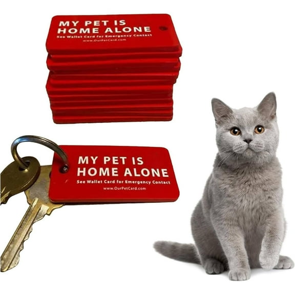 VINOIC Pet Alert Keychain - Emergency Info Card Holder, Durable Key Ring for Travel & Safety