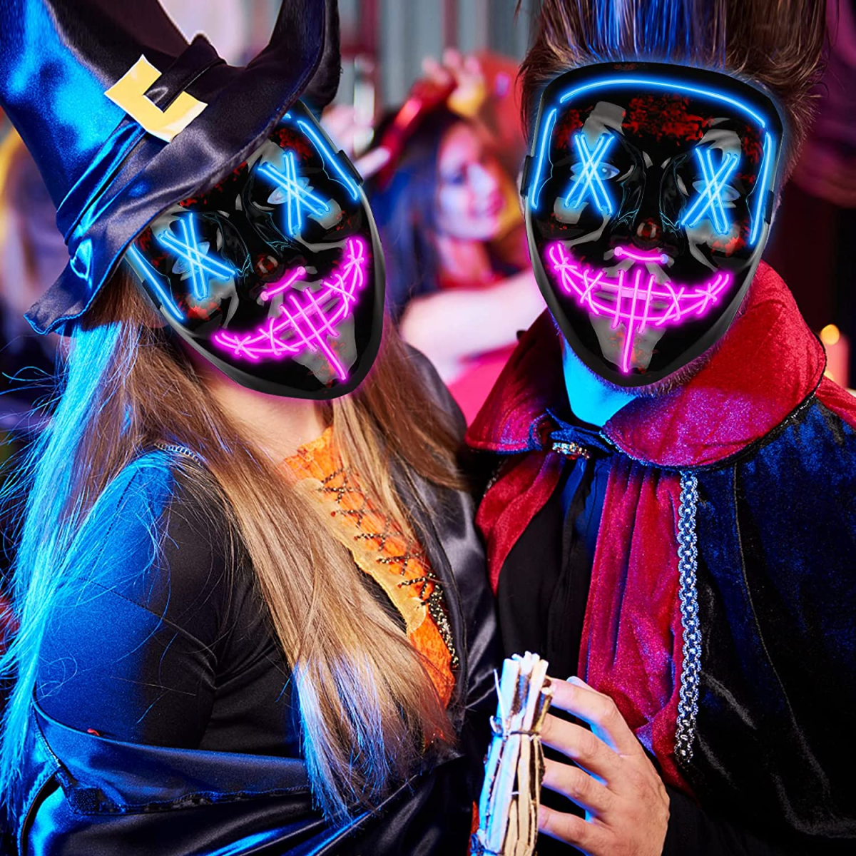 Allergi uren To grader Halloween LED Mask, Light Up Scary Mask with Skeleton Gloves, Purge Mask  with 3 Lighting Modes for Halloween Cosplay Costume(IceBlue+Pink) -  Walmart.com