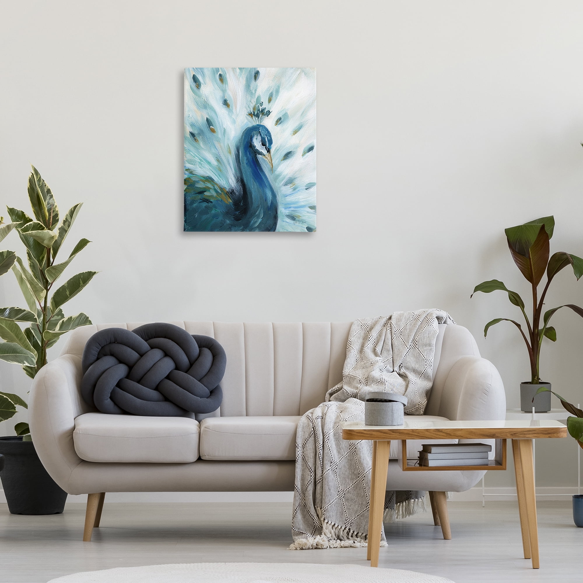 Stupell Industries Elegant Peacock Painting Animals & Insects Painting Gallery Wrapped Canvas Art Print Wall Art, 24 x 30