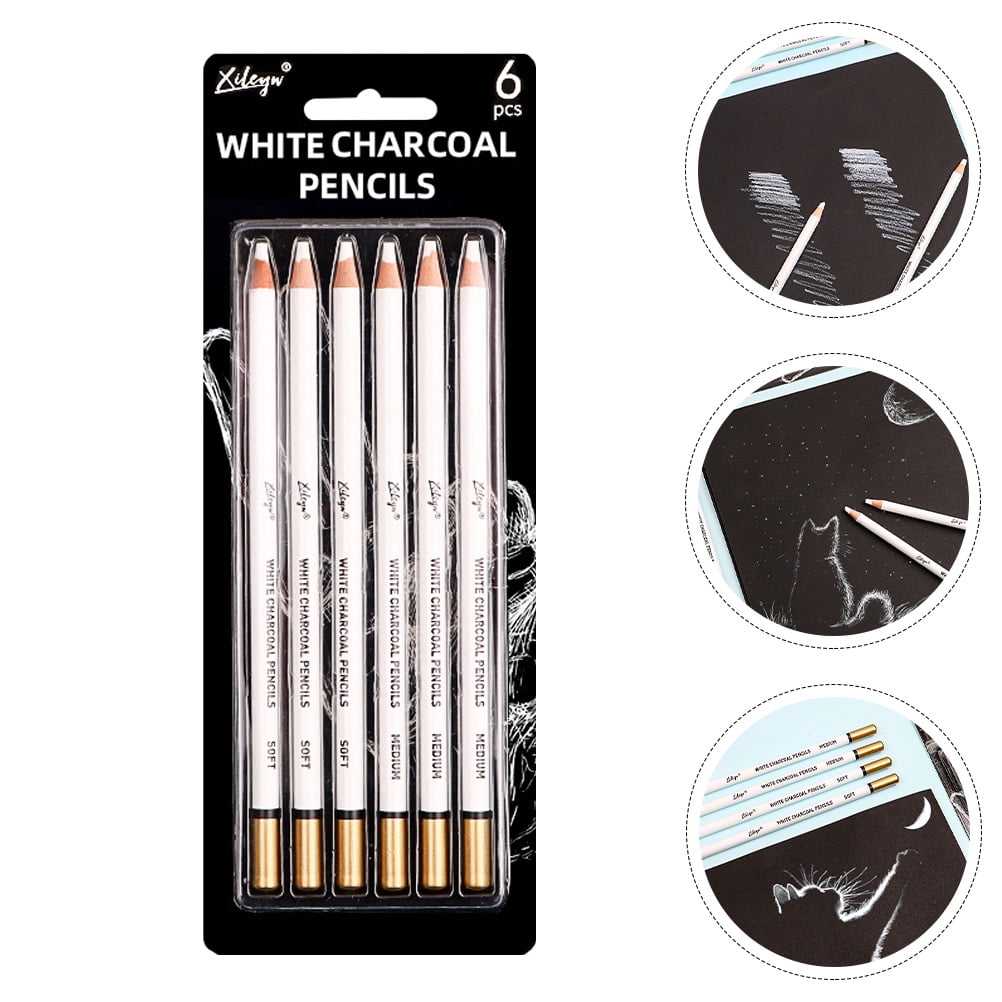 White carbon pencils 12pcs/box Wooden non-toxic pencils Sketching Drawing  Soft pastels Crayons Charcoal pencils