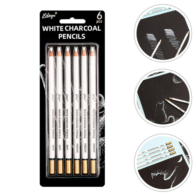 KachiKawa Sketch Highlight Pencil Pen Charcoal White Sketch Pencil Painting  Special White Charcoal 12 PCS (White Charcoal Pencil) 12 Count (Pack of 1)