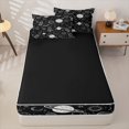 thumbnail image 4 of Manfei Cartoon Rocket Planets Zipper Queen Comforter Set with Fitted Sheet and 2 Pillowcases,Space Galaxy Zipper Bedding Set,Black White,Black Reversible,4pcs, 4 of 8