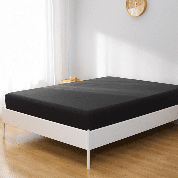 100 Microfiber Fitted Sheet Full Size, Black Lightweight and comfortable Bedding Fitted Sheet