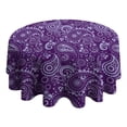 thumbnail image 4 of Purple Paisley Pattern Round Tablecloth 60"x60",Wrinkle Wipeable Table Cloth for Kitchen Dining Room Picnic Patio Party, 4 of 6