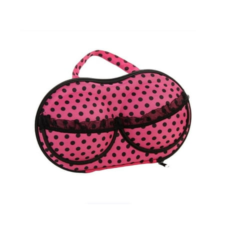 

Aoanydony EVA Bra Storage Box Portable Underwear Organizer Boxes Dormitory Closet Organizers Case Bin with Handle for Home Travel Rose Red Black Spots