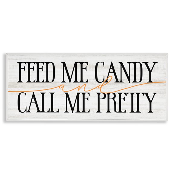 Stupell Industries Shabby Chic Feed Me Candy & Call Me Pretty White Framed Giclee Art, 30 x 13, by Lil' Rue