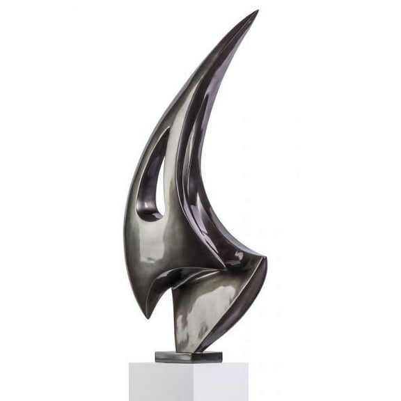 Finesse Decor Modern Abstract Sail Resin Sculpture, Silver