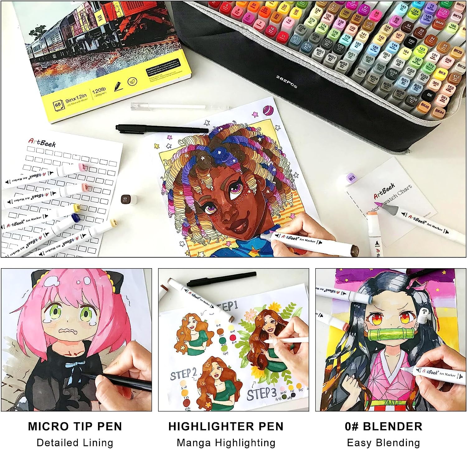 ArtBeek Alcohol Art Marker, Chisel, Multicolor, 262 Pieces ArtBeek Alcohol Art Marker, Chisel, Multicolor, 262 Pieces