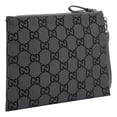 thumbnail image 3 of New Gucci Jumbo GG Ripstop Canvas Large Clutch Wristlet Zip Pouch Wallet Gray Black Monogram Designer Luxury Bag Made in Italy, 3 of 6
