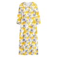 thumbnail image 7 of Ayolanni 3/4 Sleeve Fall Dresses for Women V Neck Plus Size A-Line Maxi Dresses Floral Holiday Flowy Babydoll Long Dress Yellow L, 7 of 7