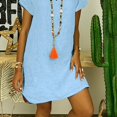 thumbnail image 1 of Vestidos Casuales Con Cuello En V Sueltos, Vestidos De Verano De Manga Corta Con Cuello De Solapa De Longitud Media, Ropa De Mujer, 1 of 4