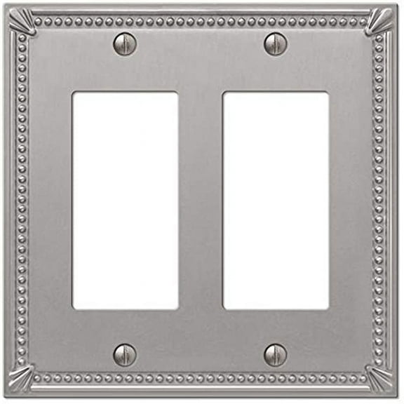 Amerelle 74RRBN Moderne Wallplate 2 Rocker Cast Metal Brushed Nickel 1-Pack