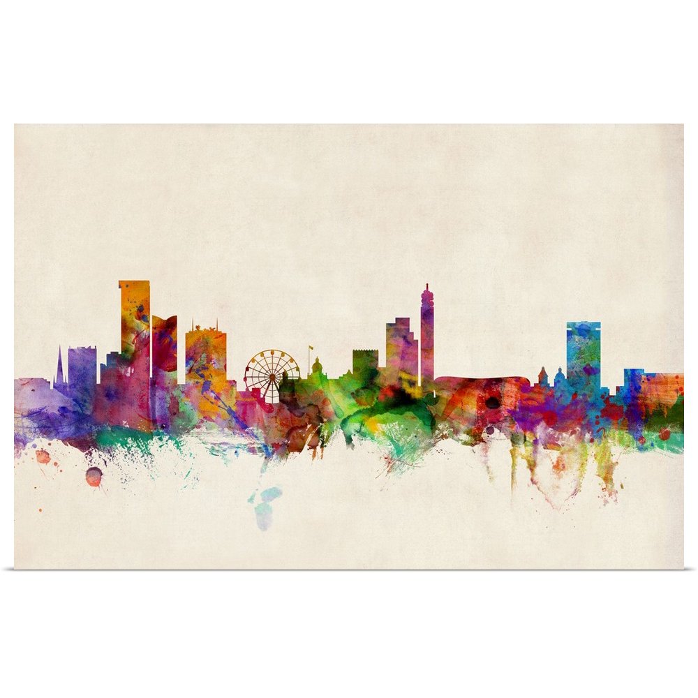 Great BIG Canvas "Birmingham England Skyline" Art Print