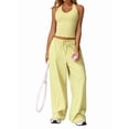 thumbnail image 3 of Women'S Wide-Leg Loose Casual Sports Pants Straight Low-Rise Sweatpants Drawstring Elastic Band Pockets Light Yellow XL, 3 of 8