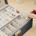 thumbnail image 5 of RUseeN Leather Jewelry Box - Snap On Jewelry Box for Women Girls,Jewelry Organizer Storage Case with Two Layers Display for Earrings Bracelets Rings Watches - Gray, 5 of 8