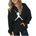 thumbnail image 2 of Spazoro Girls Hooded Sweatshirts, Soft & Comfy Printed Fashion Long Sleeve Fall Winter Tops for Girls Black Size 11 T, 2 of 4